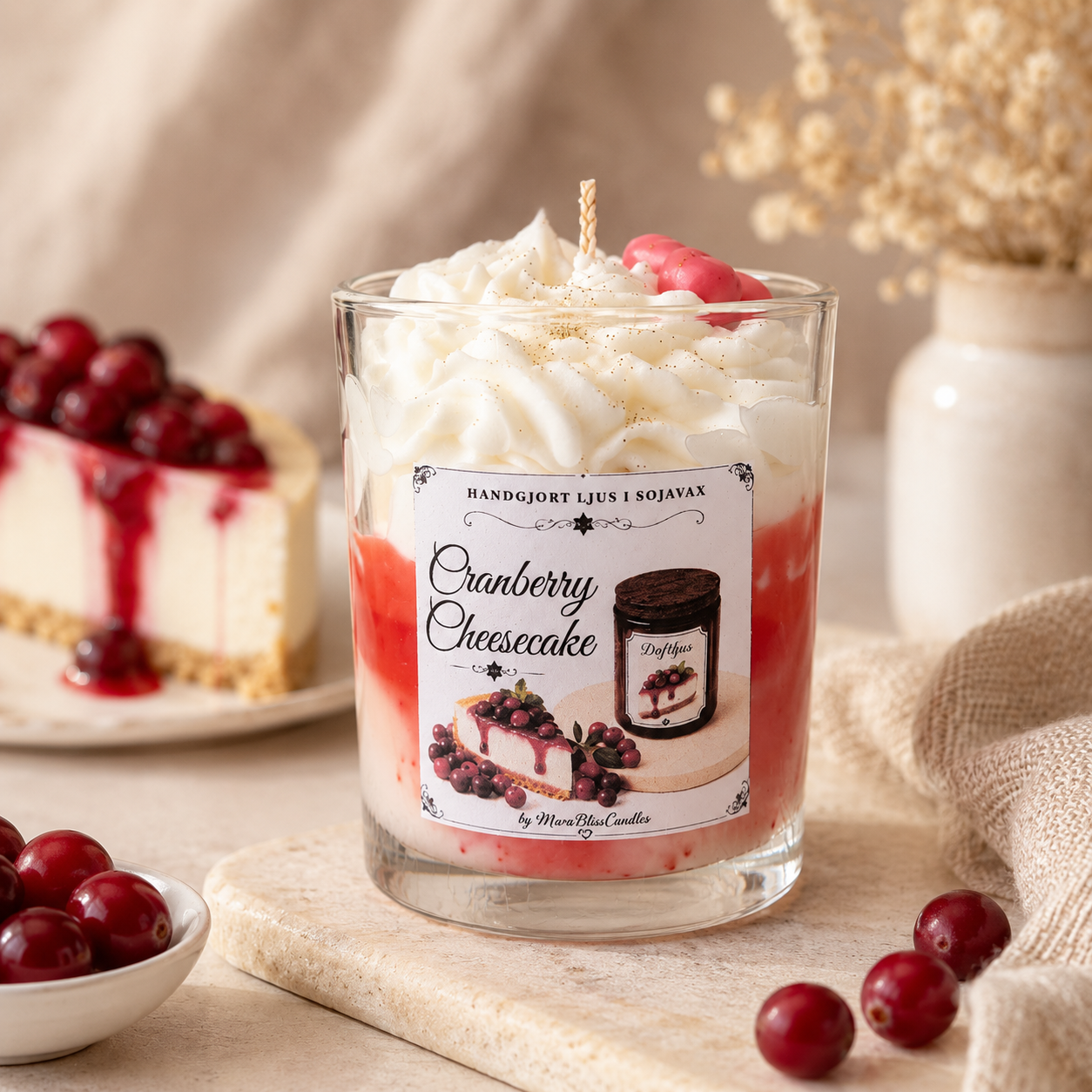 cranberry cheesecake glass jar